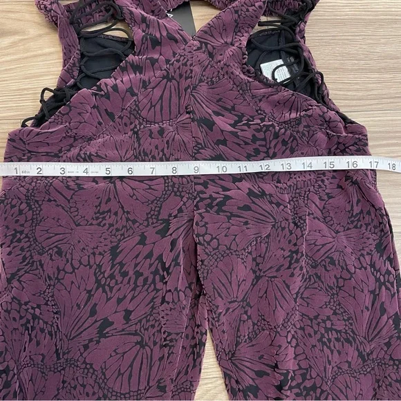 Outcast Clothing Jett Purple Butterfly Burnout Velour Sexy Jumpsuit - Picture 9 of 13